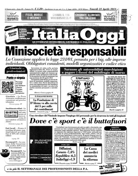 Italia oggi : quotidiano di economia finanza e politica